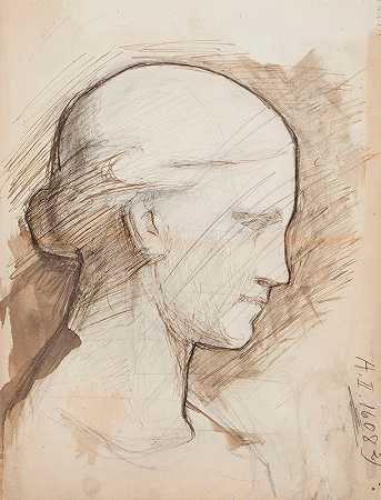 《女人的头像》，马格努斯·恩克尔的素描
