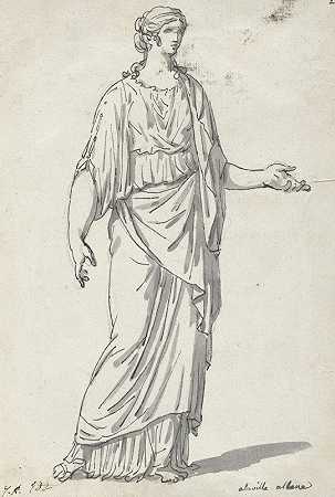 雅克·路易·戴维的《伸出手臂的女人的古典雕塑》