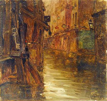 “Bièvre街，从圣日耳曼大道（1910年洪水）俯瞰