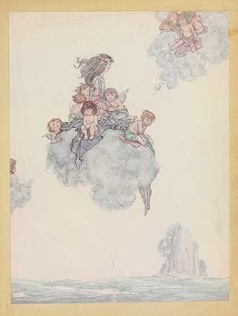 威廉·希斯·罗宾逊（William Heath Robinson）的《与其余的空气之子一起，在玫瑰色的云层之上翱翔》