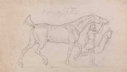 詹姆斯·西摩（James Seymour）的《带领小马向右奔跑的人》