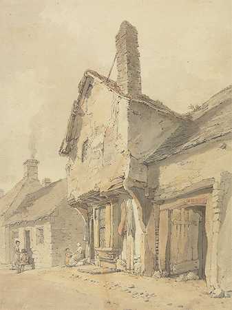 威廉·亚历山大（William Alexander）的《一条乡村街道，老别墅的人物》（A Village Street，Figures by Old Cottages）
