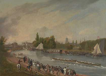 约翰·惠塞尔（John Whessell）的《牛津伊西斯河上的划船比赛》