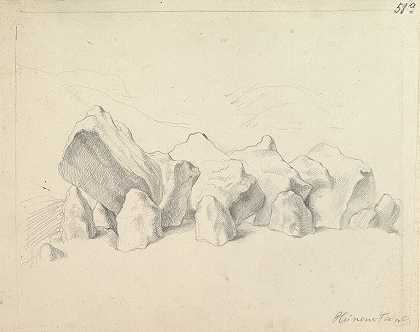 约翰·海因里希·威廉·蒂施贝因的《山丘上的史前石圈，广阔的风景》