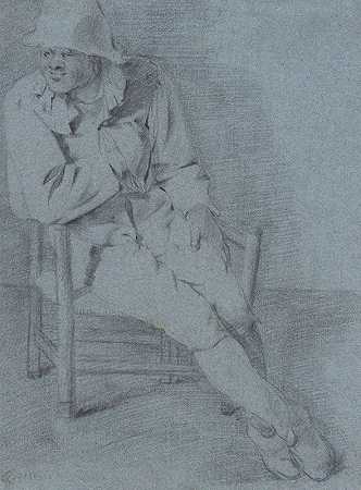 科内利斯·皮特斯（Cornelis Pietersz）研究一个坐着的男人，一只手放在夹克里。开始