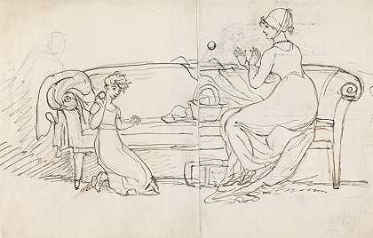 本杰明·韦斯特的《韦斯特夫人和女儿玩接球》