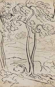 雅各布·克里斯托夫·米维尔的《风景前的树木研究》