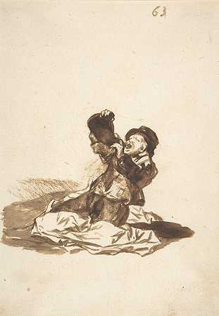 弗朗西斯科·德·戈亚（Francisco de Goya）的《一个趴在地上喝葡萄酒的人》