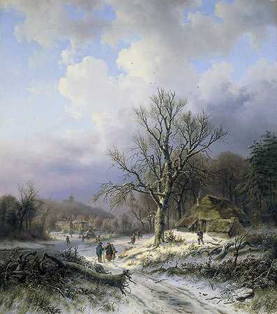 亚历山大·约瑟夫·戴维尔的《雪景》