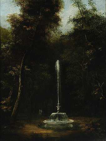 Kazimierz Wojniakowski的《带喷泉的Łazienki公园II》