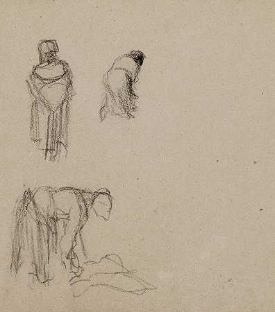“纳西丝·维吉尔·迪亚兹·德拉培尼亚的三幅女性素描