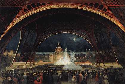 1889年，乔治·鲁克斯（George Roux）在埃菲尔铁塔下举办的世博会夜宴
