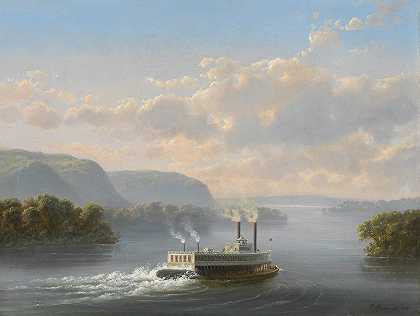 费迪南德·理查德的《密西西比河上游的蒸汽轮》