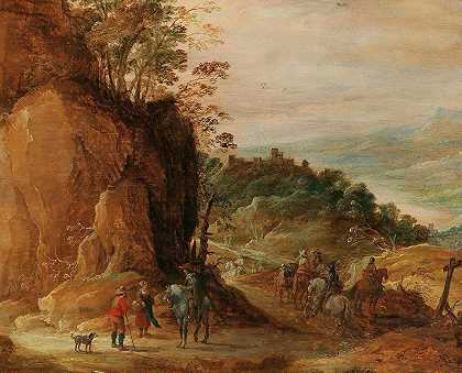 Joos de Momper的《岩石风景与骑兵》