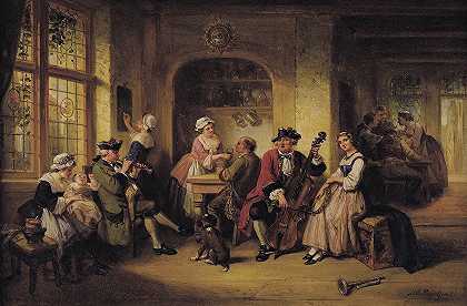 Henricus Engelbertus Reijntjens的《酒馆里的快乐》