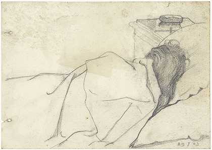 理查德·罗兰·霍斯特的女人躺在床上，脸转了
