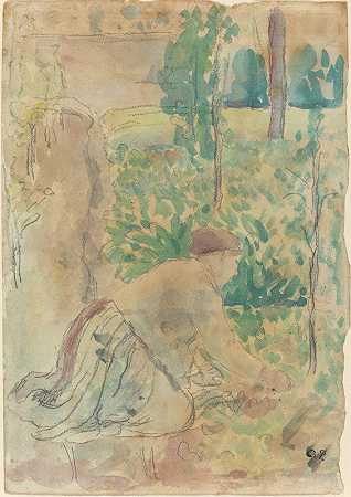 卡米尔·皮萨罗的《在花园里工作的女人》