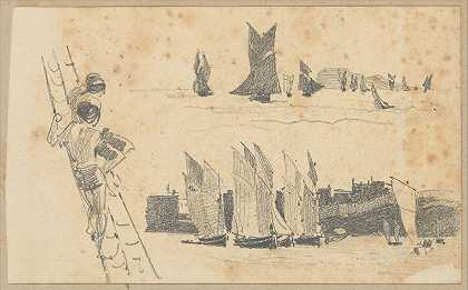 约翰·辛格·萨金特（John Singer Sargent）的《船上索具的两个人，帆船的两个场景》