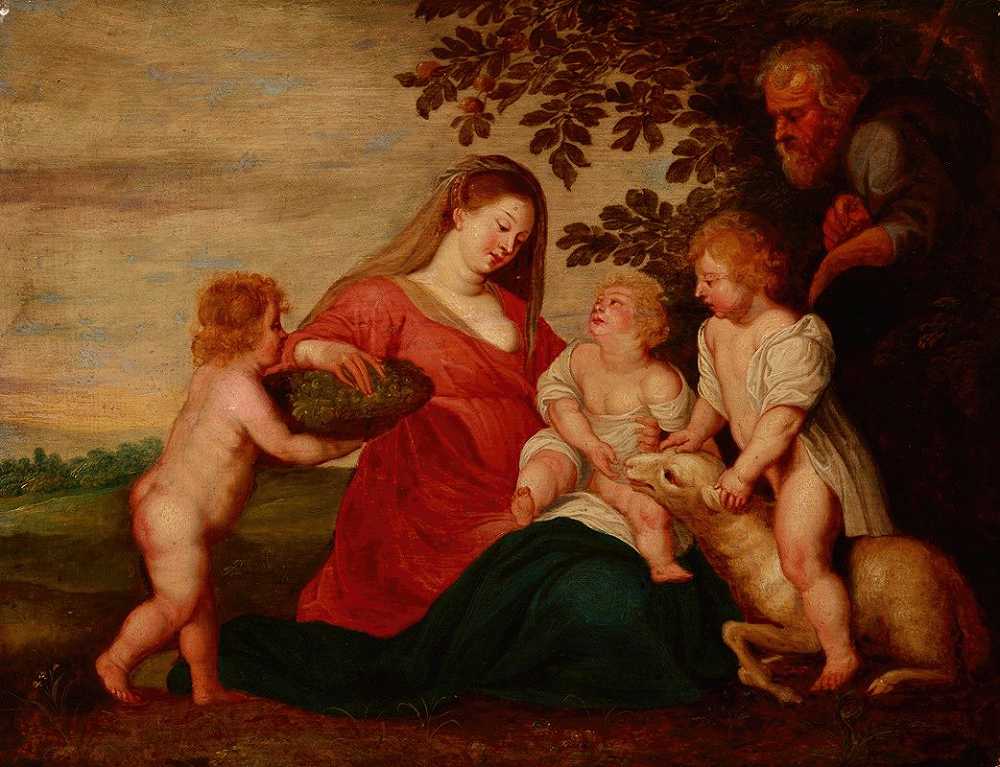彼得·保罗·鲁本斯（Peter Paul Rubens）的《圣婴圣约翰与天使的神圣家庭》