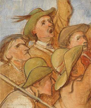 “农民（蒂罗尔自由斗士）”弗朗茨·冯·德弗雷格的油画素描