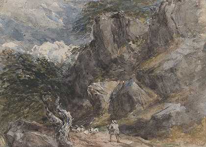 大卫·考克斯的《在岩石风景中放羊》