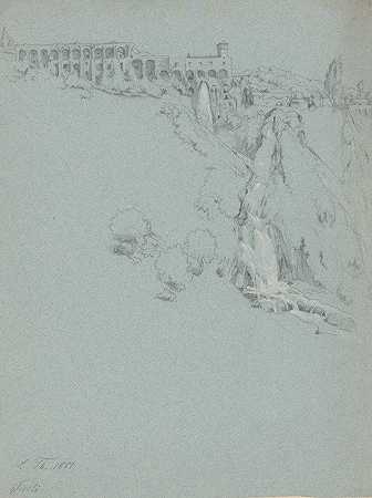 《Tivoli瀑布与Maecenas别墅》，路德维希·蒂尔施著