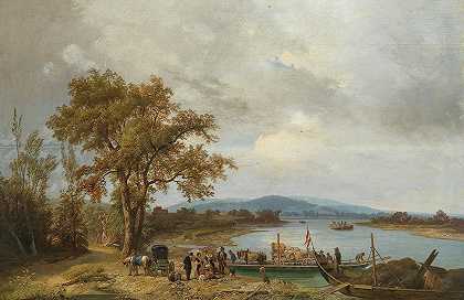 伊格纳兹·拉法尔特的《多瑙河风景与渡轮》
