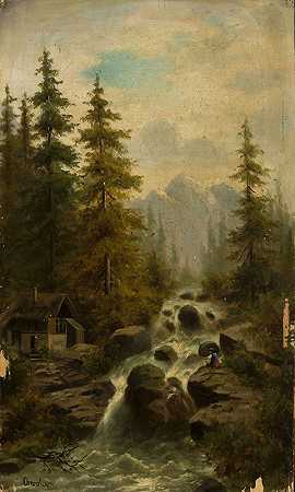 阿道夫·奇瓦拉的《瀑布山景》