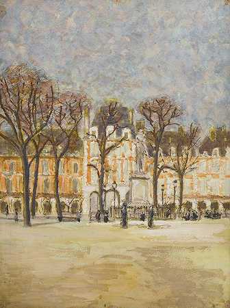 “La Place des Vosges，元素由Louis Gilbert Bellan创作的三联画