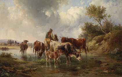 Edmund Mahlknecht的《福特的奶牛和牧羊人》