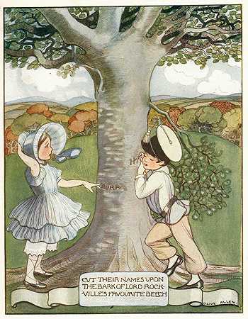 奥利弗·艾伦在洛克维尔勋爵最喜爱的山毛榉的树皮上刻上他们的名字