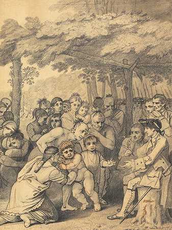 1764年11月，本杰明·韦斯特（Benjamin West）在北美马斯金根（Muskingum）的营地附近，印第安人将英国俘虏交给了布凯上校