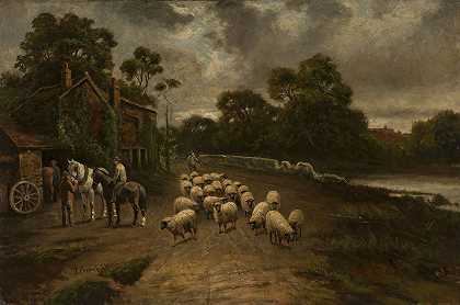 托马斯·克雷斯威克的《一群羊的流派场景》