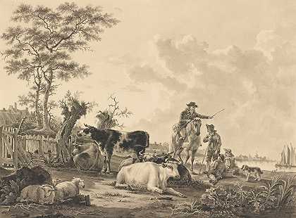 雅各布·范·斯特里吉的《牛、羊和牧民的风景》