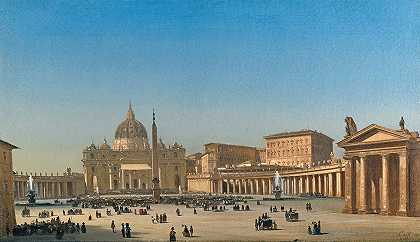 Ippolito Caffi的《罗马圣彼得广场庇护一世的祝福》