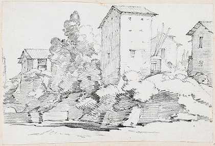 约瑟夫·玛丽·维恩（Joseph Marie Vien）的《小溪边的意大利农场建筑》