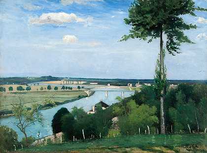 “法国河流风景，Bois le Roi，卡尔·弗雷德里克·希尔