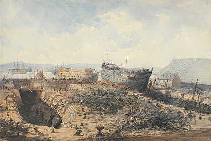 威廉·卡洛的《火灾后的普利茅斯船坞》