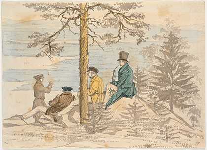 “四个人在霍尔梅科伦观看马丁努斯·罗比的风景