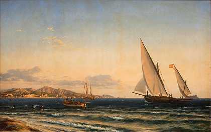 伊曼纽尔·拉森（Emanuel Larsen）的《地中海之夜》，背景是马赛和If岛