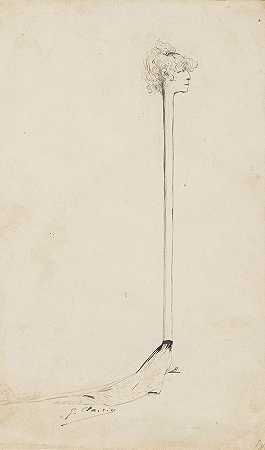 乔治·朱尔斯·维克多·克莱林（Georges Jules Victor Clairin）将莎拉·伯恩哈特（Sarah Bernhardt）漫画成一根棍子，头上有一块小海绵