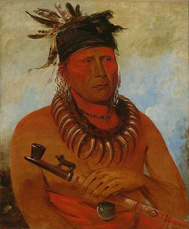 “Háw-Che-Ke-Súg-Ga，杀死奥萨奇人的人，乔治·卡特林的部落首领