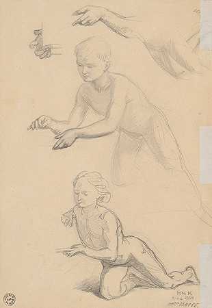 “Józef Simmler的两幅裸体男孩素描