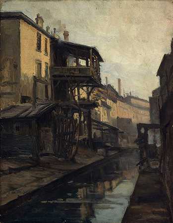 “La Bièvre，rue des Cordelières，作者：Germain Eugène Bonneton