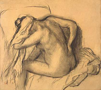 埃德加·德加（Edgar Degas）的《沐浴后，女人擦干头发》