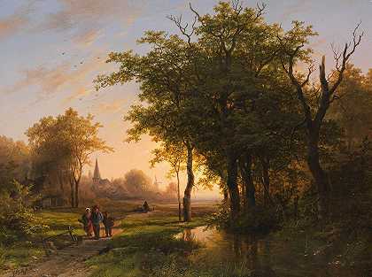 约翰·伯恩哈德·科伦贝克的《带池塘的森林风景》
