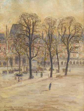 “La Place des Vosges，元素由Louis Gilbert Bellan创作的三联画