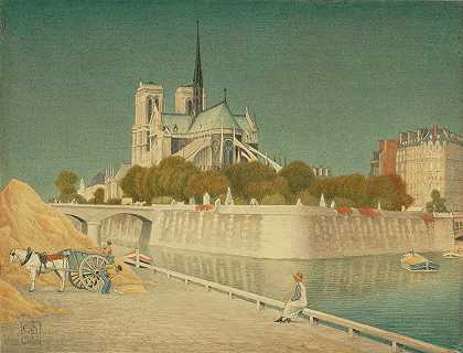 约瑟夫·爱德华·索索尔的《圣母院与塞纳河》
