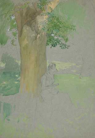 埃德温·奥斯汀·艾比的《坐在树下的女人》