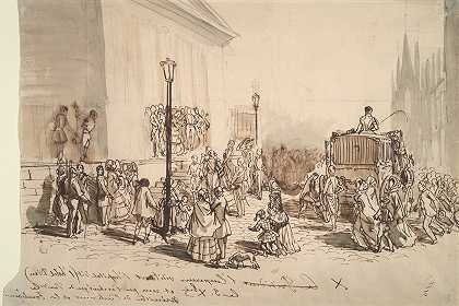康斯坦丁·盖斯在医院“迪厄酒店”接待皇帝拿破仑三世